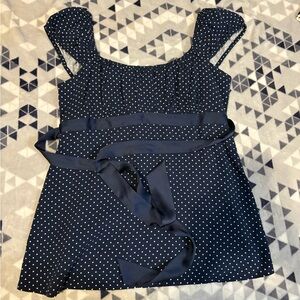 Navy Blue baby doll Polka Dot top